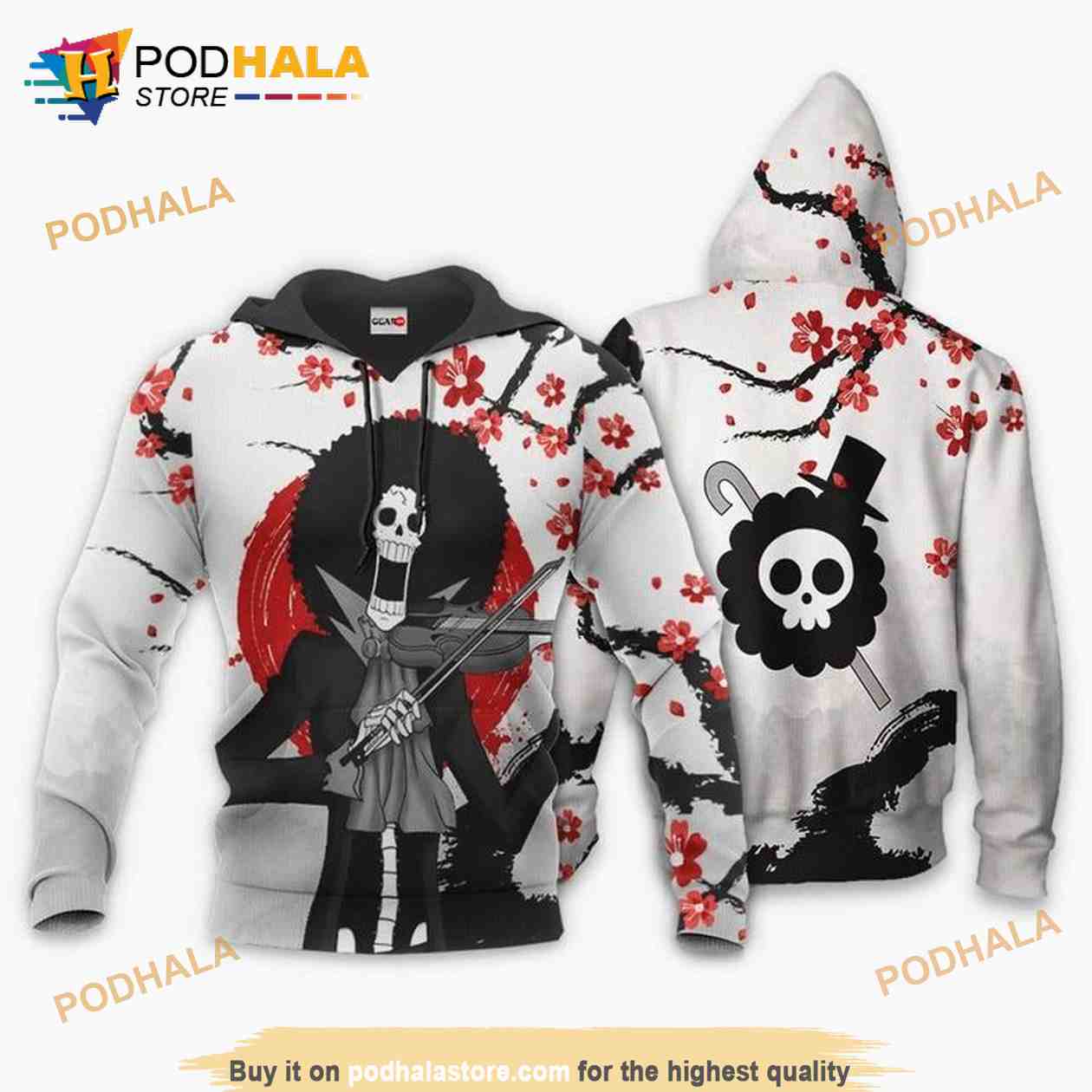 Brook Cartoon One Piece Anime Manga 3D T Shirt Hoodie - Bring Your Ideass, Thoughts And Imaginations Into Reality Todays