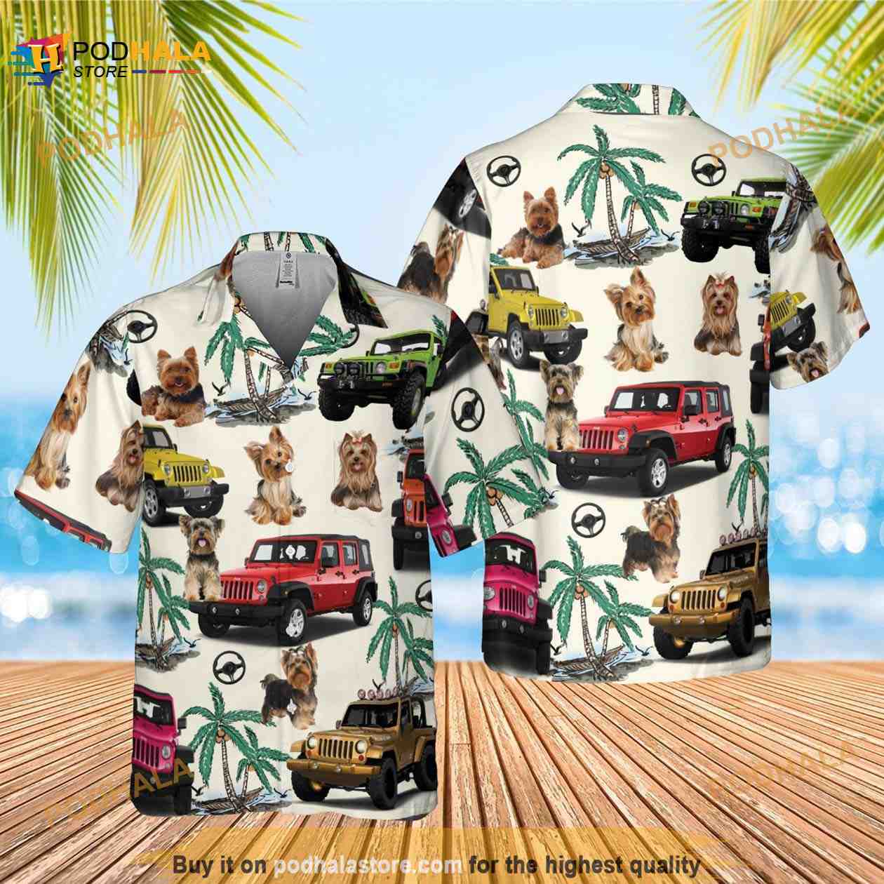 Yorkshire Terrier Car Hawaiian Shirt, Tropical Pattern Shirt, - Bring Your Ideas, Thoughts And Imaginations Into Reality Today