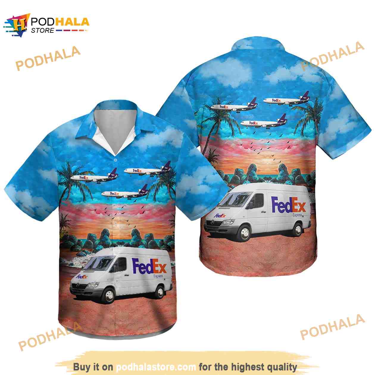 Fedex Truck Unisex Hawaiian Shirt Gift For Delivery Driver - Bring Your Ideass, Thoughts And Imaginations Into Reality Todays