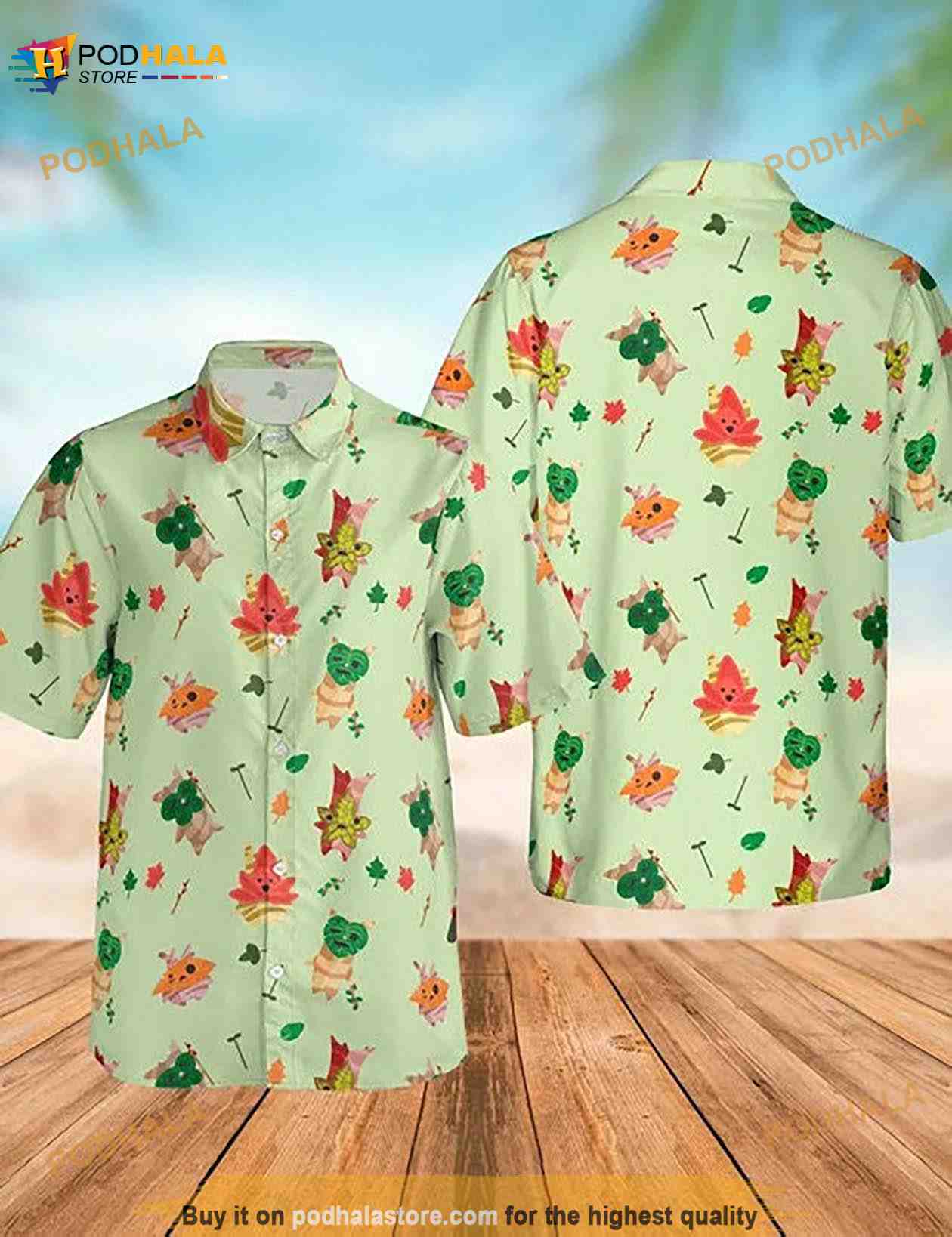 Zelda Majora And Korok Hawaiian Shirt, Zelda Hawaii Shirt, Zelda Button Up Shirt - Bring Your Ideas, Thoughts And Imaginations Into Reality Today