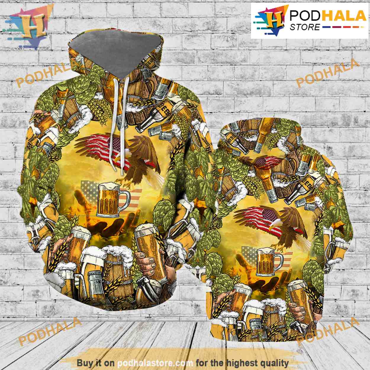 American Eagles And Beer All Over Print 3D Hoodie Shirt Sweatshirt - Bring Your Ideas, Thoughts And Imaginations Into Reality Today