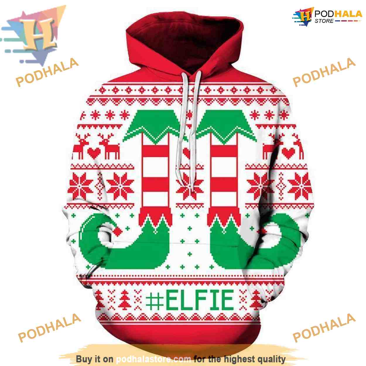 Elfie Selfie 3D Christmas Hoodies, Ideal Funny Xmas Gift - Bring Your Ideass, Thoughts And Imaginations Into Reality Todays