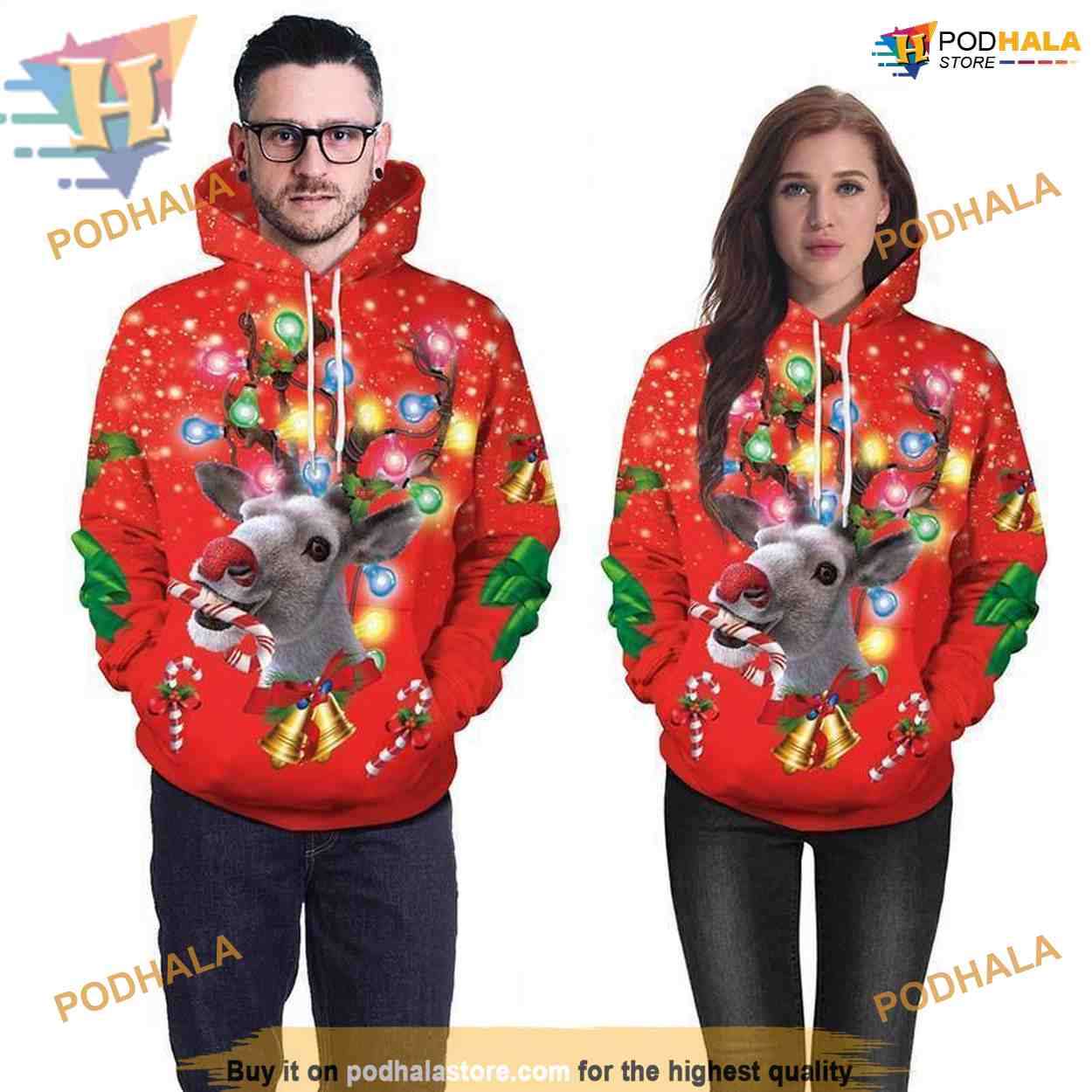 3D Deer Print Xmas Hoodie, Creative Christmas Gifts - Bring Your Ideas, Thoughts And Imaginations Into Reality Today