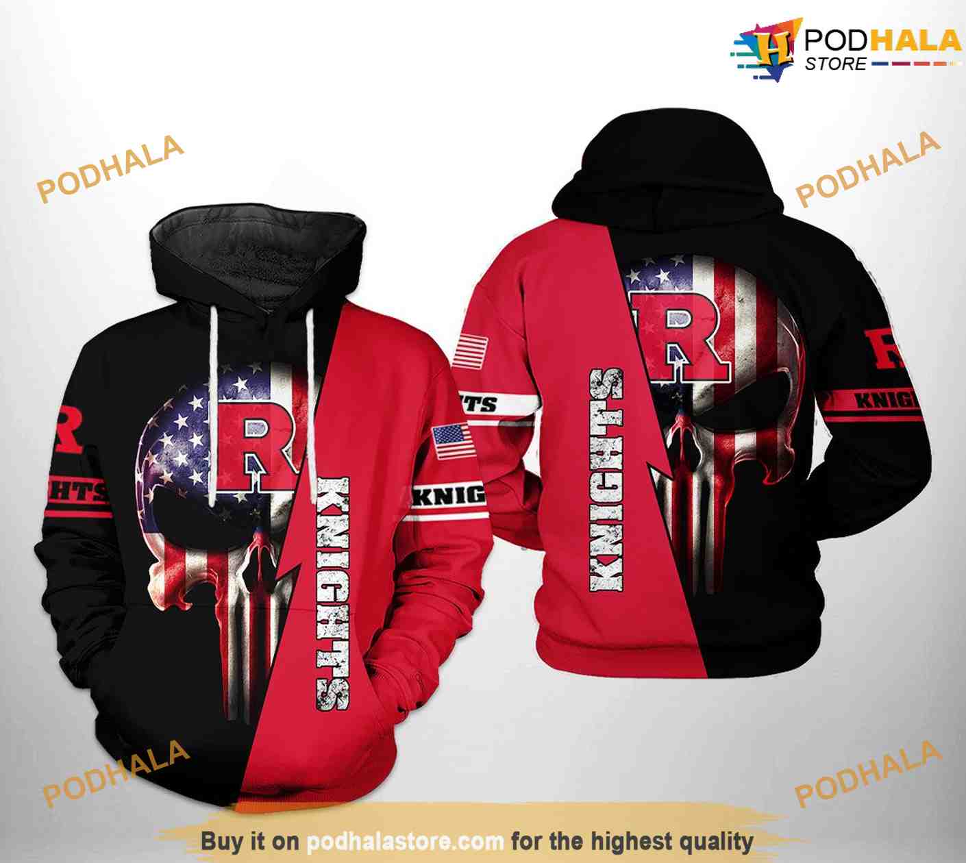 Rutgers Scarlet Knights US Flag Skull NCAA 3D Hoodies, Sweatshirts, Shirt - Bring Your Ideass, Thoughts And Imaginations Into Reality Todays