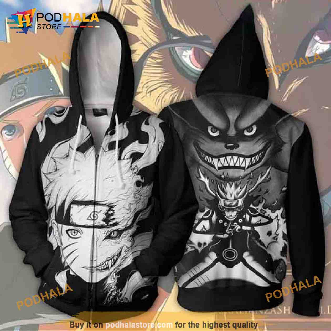 Naruto Kurama Kyubi Mode Up Jacket Anime 3D Hoodie, 3D Sweatshirt - Bring Your Ideas, Thoughts And Imaginations Into Reality Today