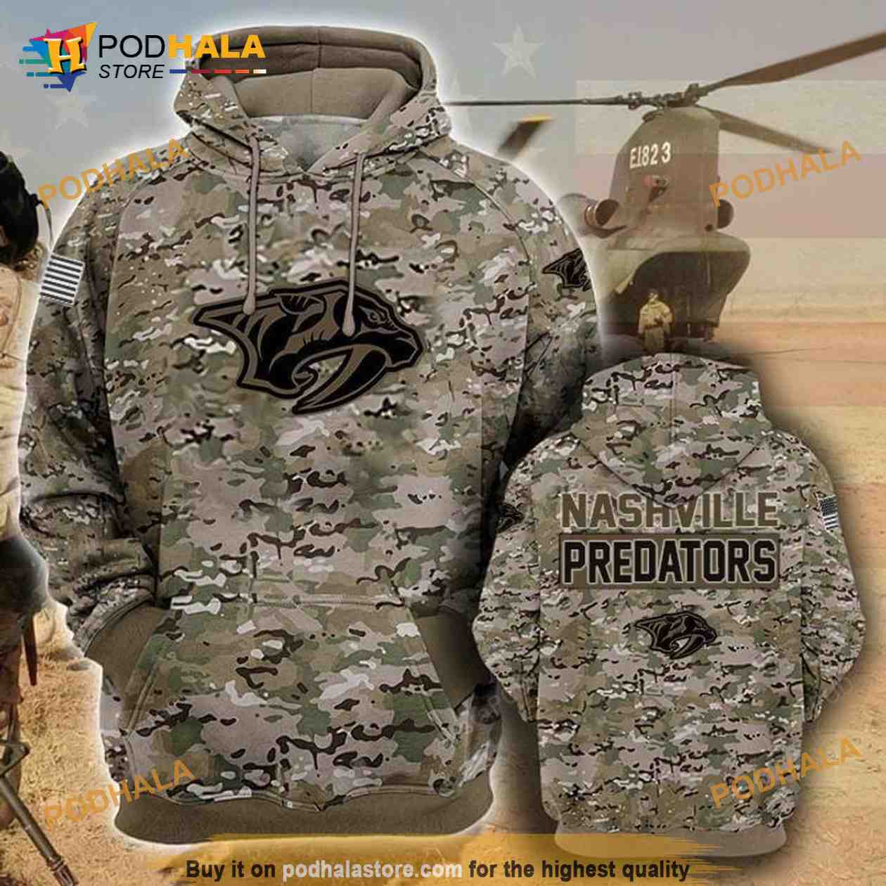 Nashville Predators Camouflage Veteran 3D Hoodie, 3D Sweatshirt - Bring Your Ideas, Thoughts And Imaginations Into Reality Today