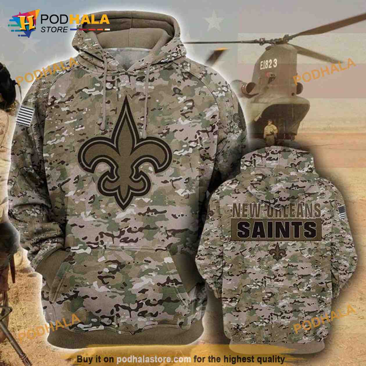 New Orleans Saints Camouflage Veteran 3D Hoodie, 3D Sweatshirt - Bring Your Ideas, Thoughts And Imaginations Into Reality Today