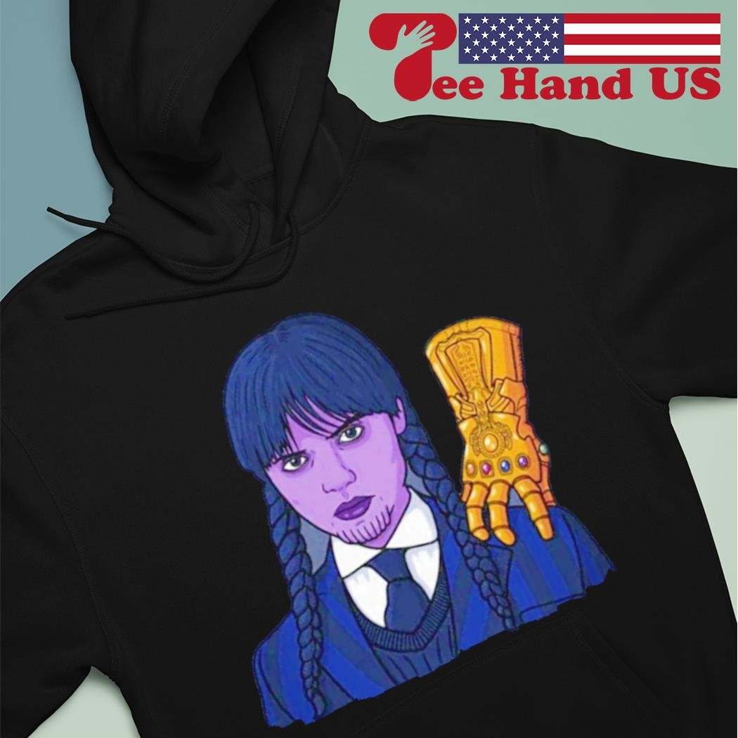 Wednesday Addams Thing as Thanos and the Infinity Gauntlet shirt