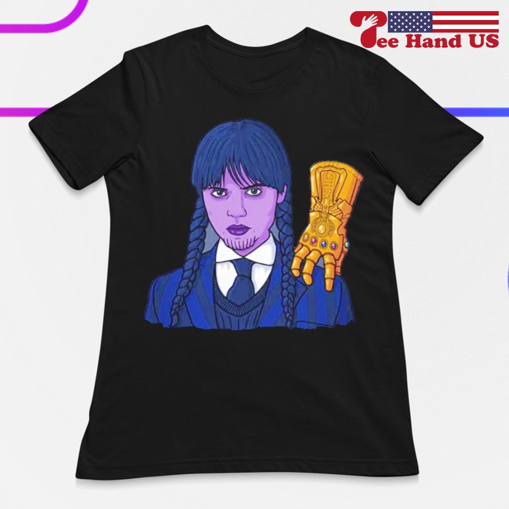 Wednesday Addams Thing as Thanos and the Infinity Gauntlet shirt