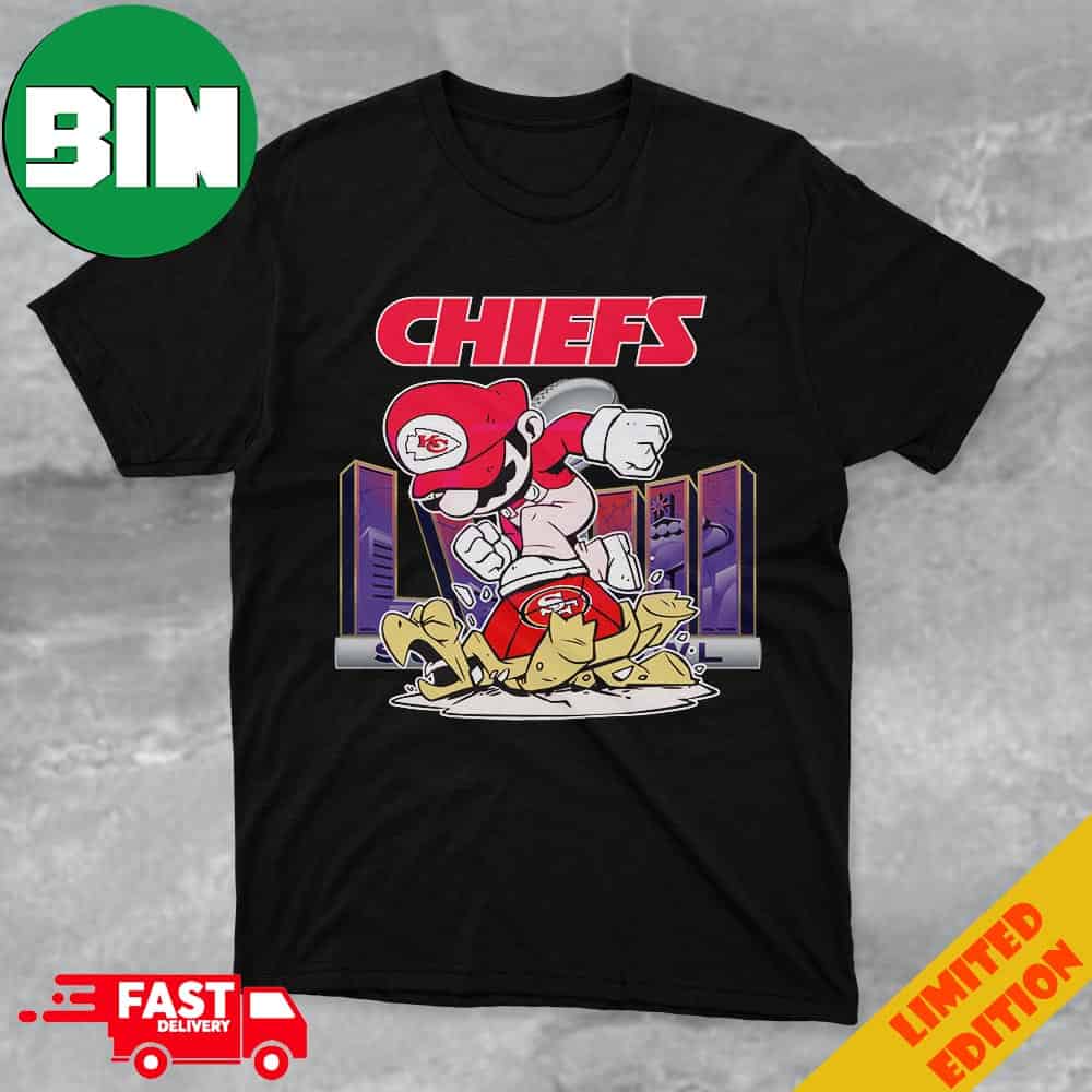 Funny Kansas City Chiefs x Mario Kicks Koopa Troopas Congratulations Chiefs Becomes Super Bowl LVIII 2023-2024 Champions Merchandise NFL Unisex T-Shirt