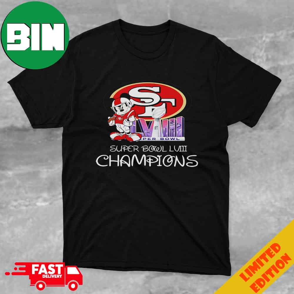 Mickey Mouse x San Francisco 49ers Super Bowl LVIII 2023-2024 Champions NFL Playoffs Merchandise Unisex T-Shirt