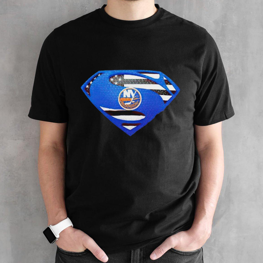 USA Flag Inside New York Islanders Superman shirt