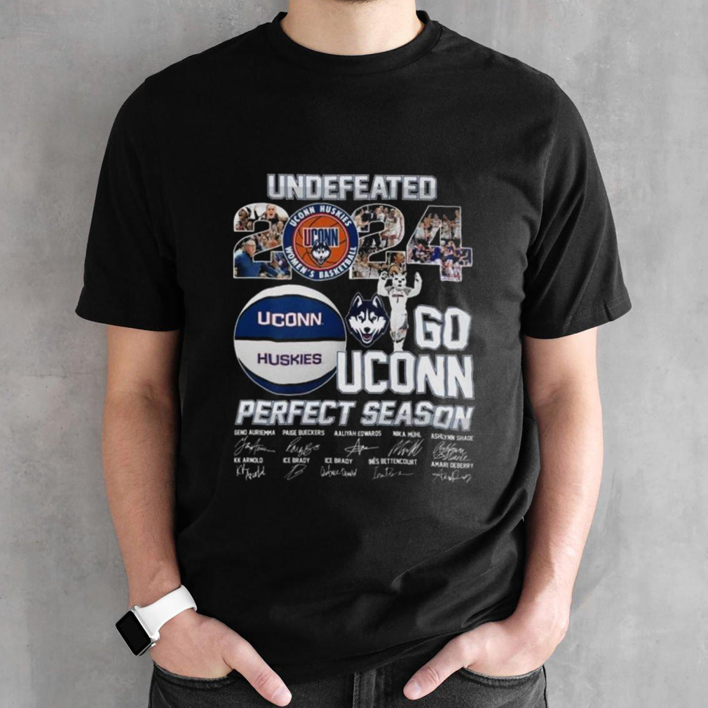 Uconn Huskies Undefeated 2024 Go Uconn Perfect Season Signatures Shirt