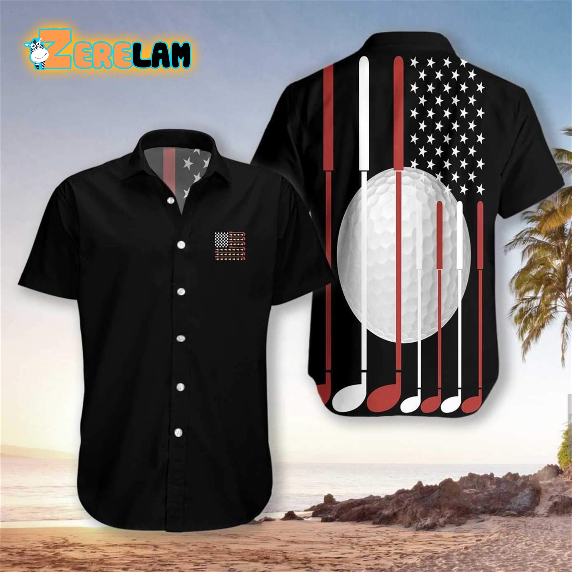 American Flag Golf Player Hawaiian Shirts