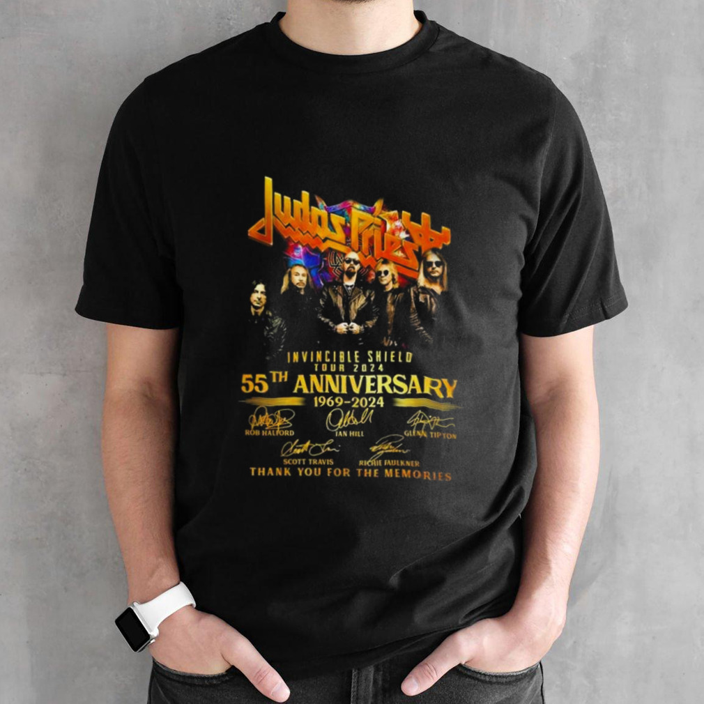 Judas Priest Invincible Shield Tour 2024 55th Anniversary 1969-2024 Thank You For The Memories Signatures T-shirt