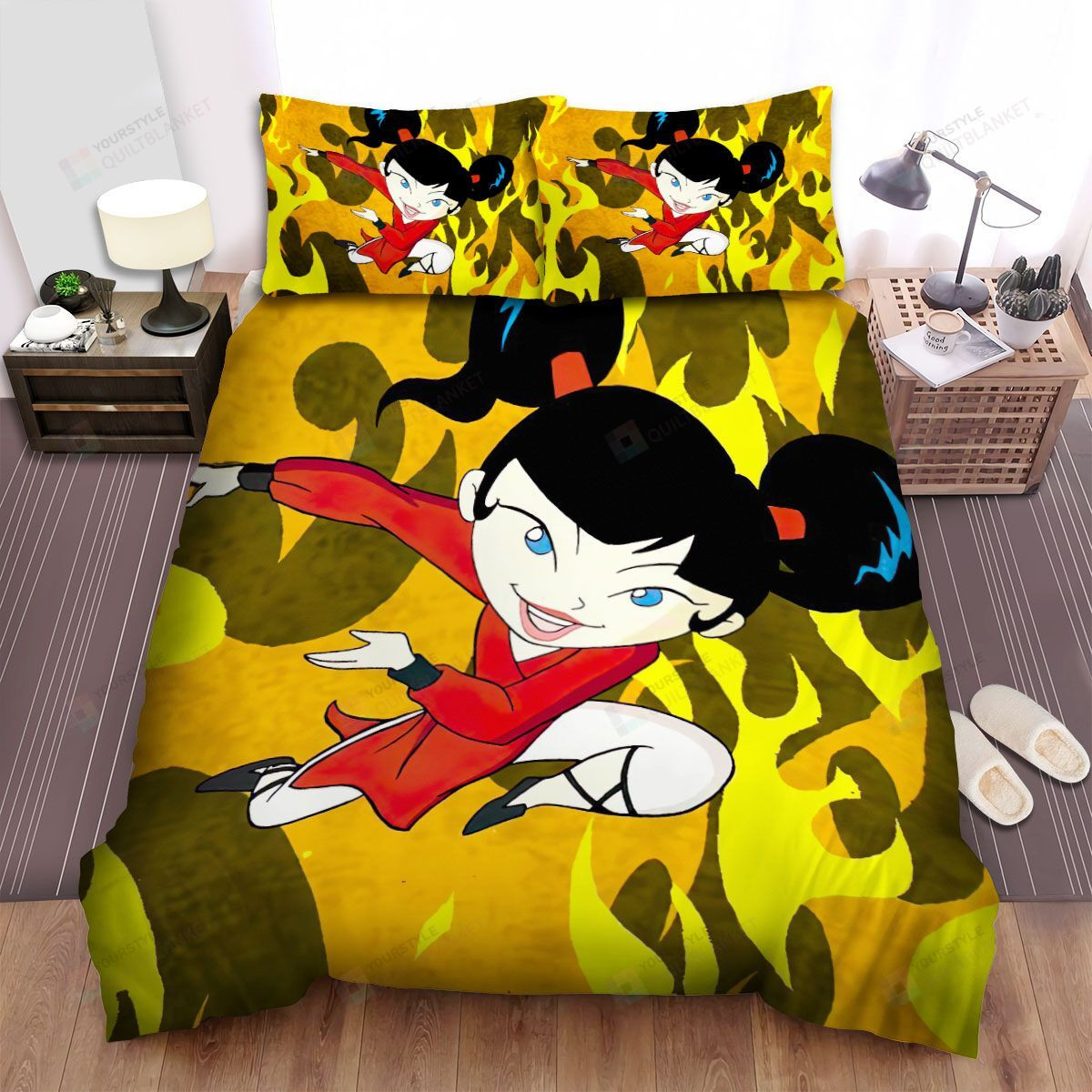 Xiaolin Showdown Kimiko In Flames Background Bed Sheets Spread Duvet Cover Bedding Sets