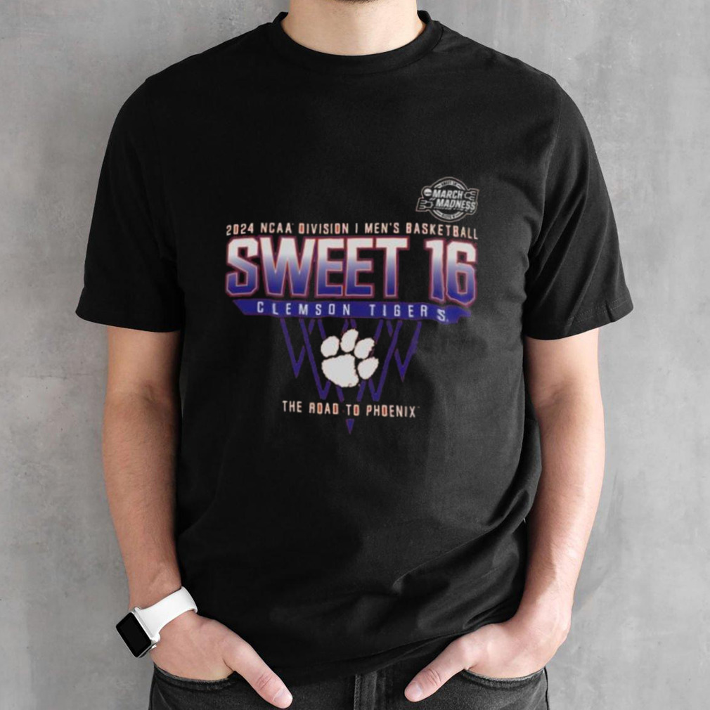 Clemson Tigers 2024 NCAA Division I Men’s Basketball Sweet 16 The Road To Phoenix shirt
