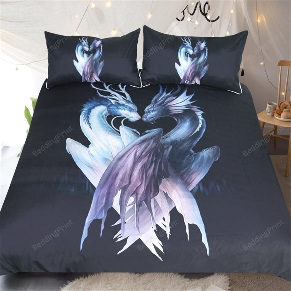 Yin Yang Dragons Black By Jojoesart Bed Sheets Duvet Cover Bedding Sets