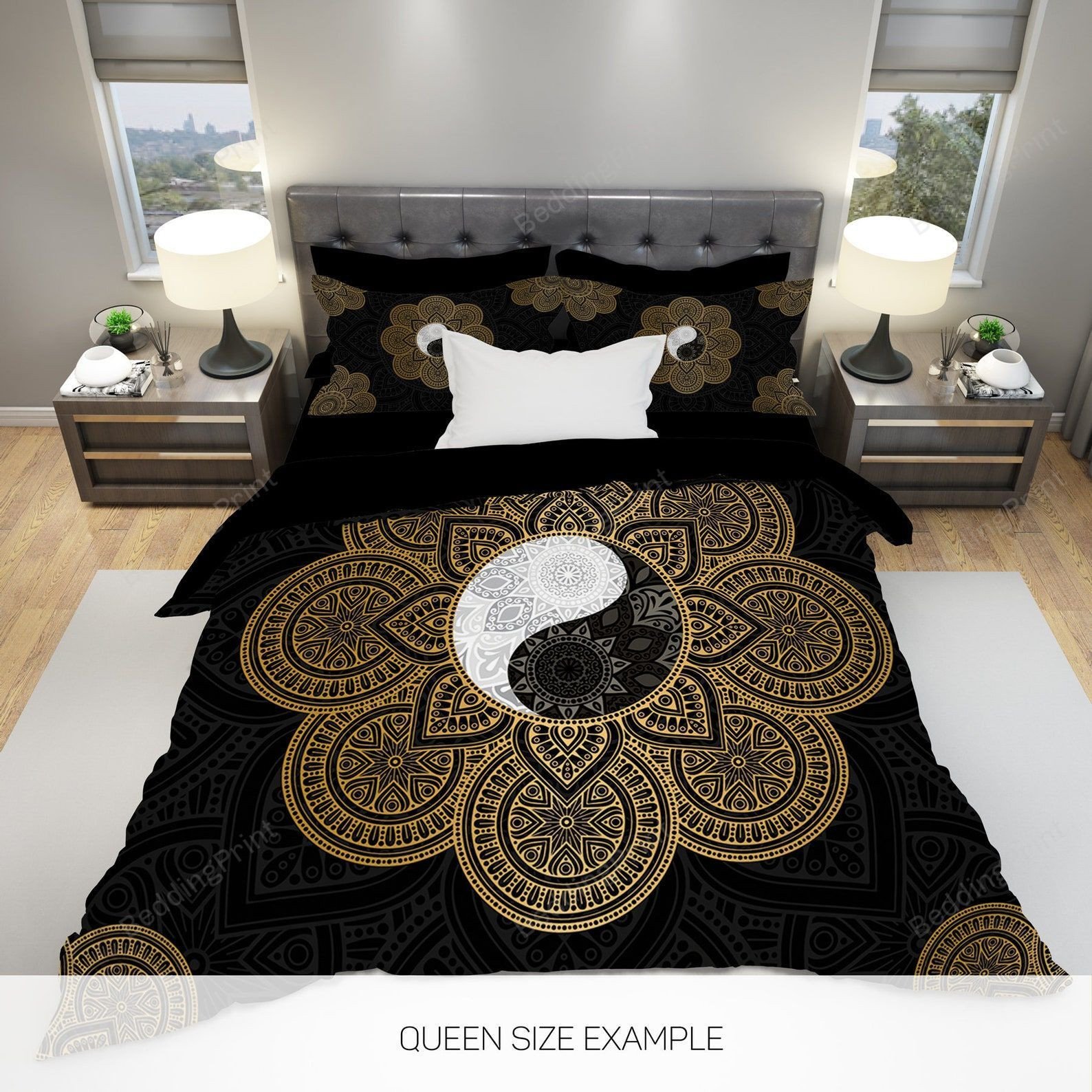 Yin Yang, Mandala, Black And Gold Bed Sheets Duvet Cover Bedding Sets