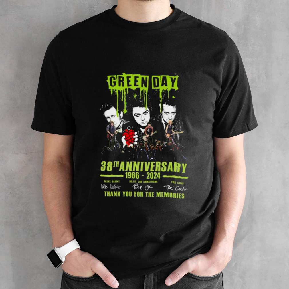 Green Day 38th Anniversary 1986-2024 Thank You For The Memories Signatures Shirt