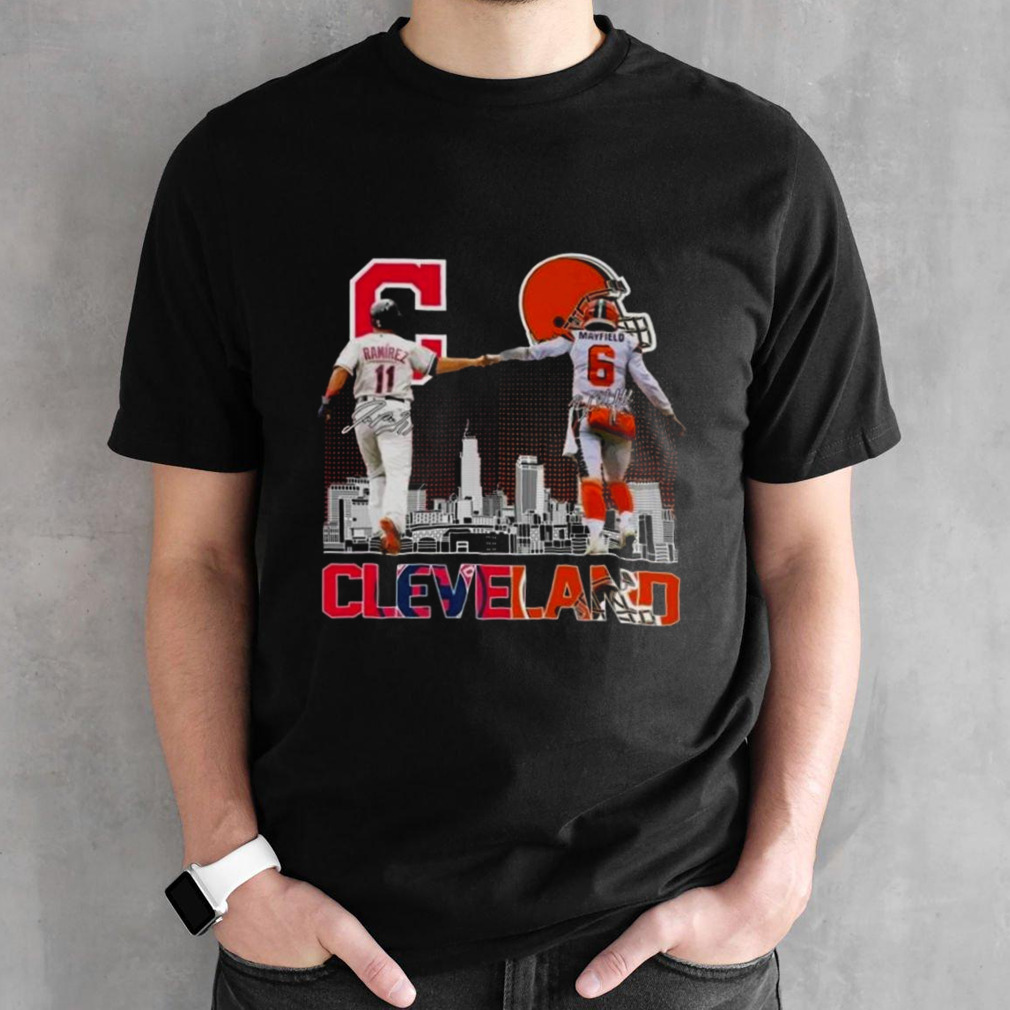 Cleveland Guardians Jose Ramirez Cleveland Browns Baker Mayfield Signatures 2024 Shirt