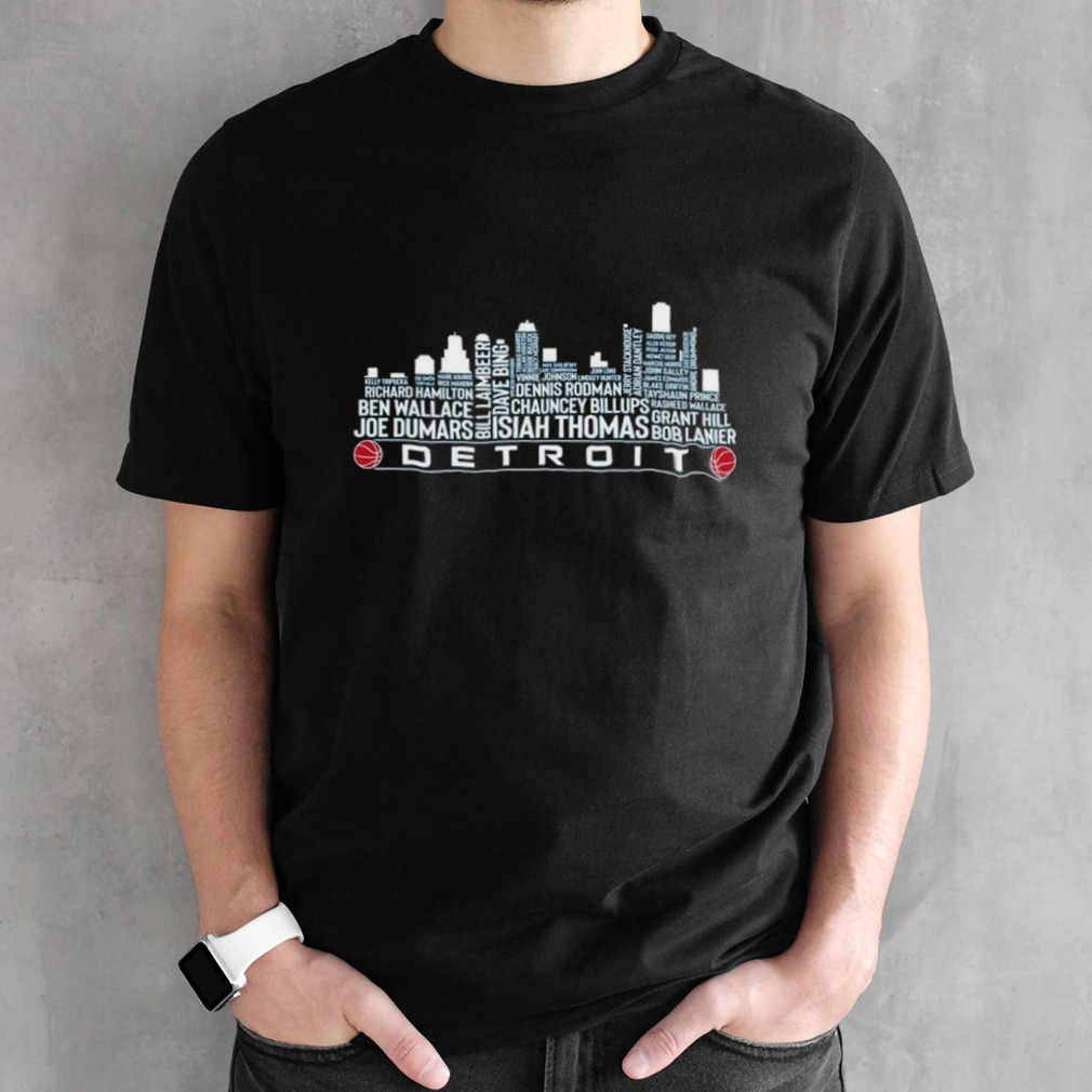 Detroit Pistons Basketball Team All Time Legends Detroit City Skyline 2024 Shirt