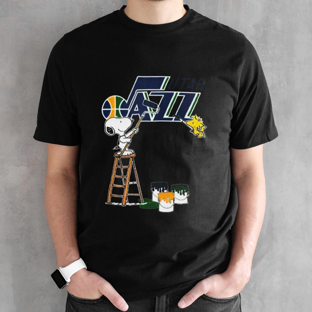 Snoopy And Woodstock Painting Utah Jazz Logo 2024 T-shirt