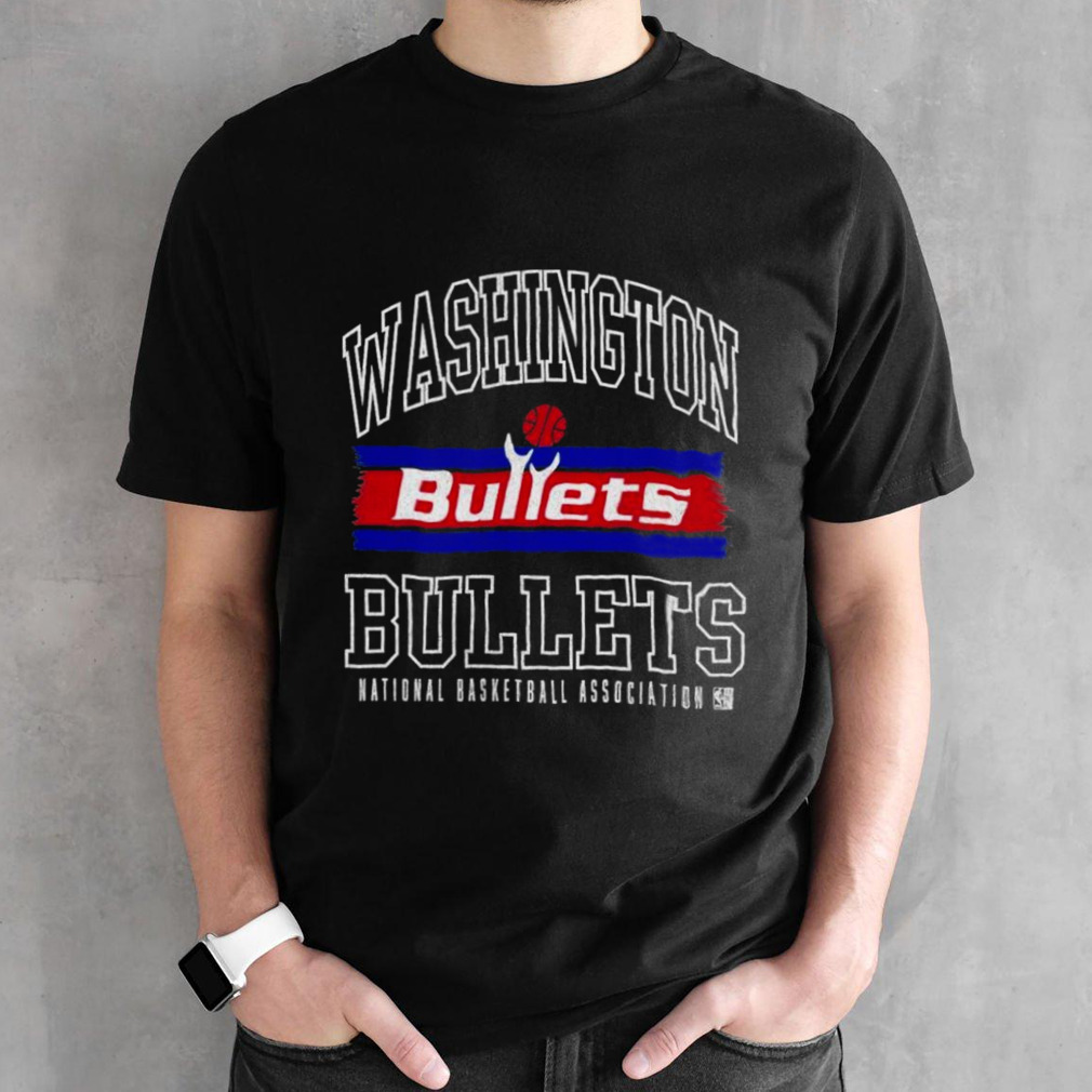 Striped Logo Lockup Slub Washington Bullets National Basketball Association T-shirt