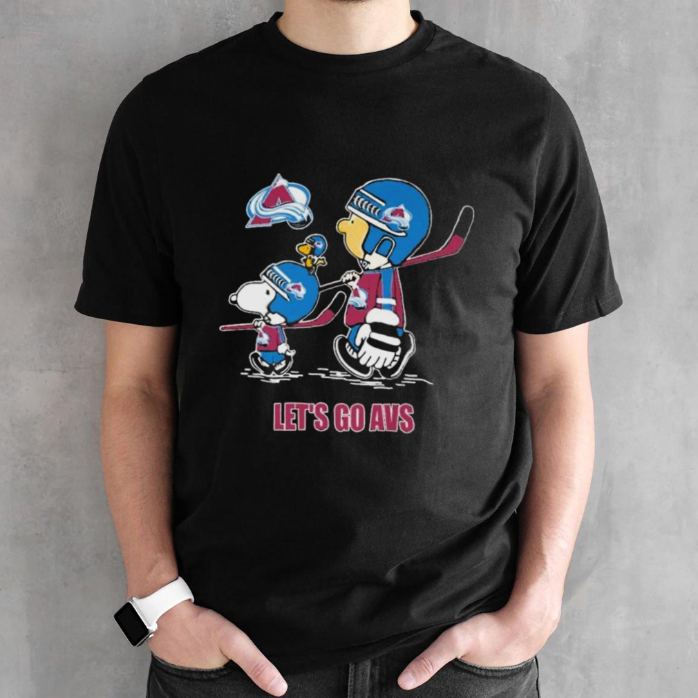 Peanuts Characters Walking Colorado Avalanche Let’s Go Avs Shirt