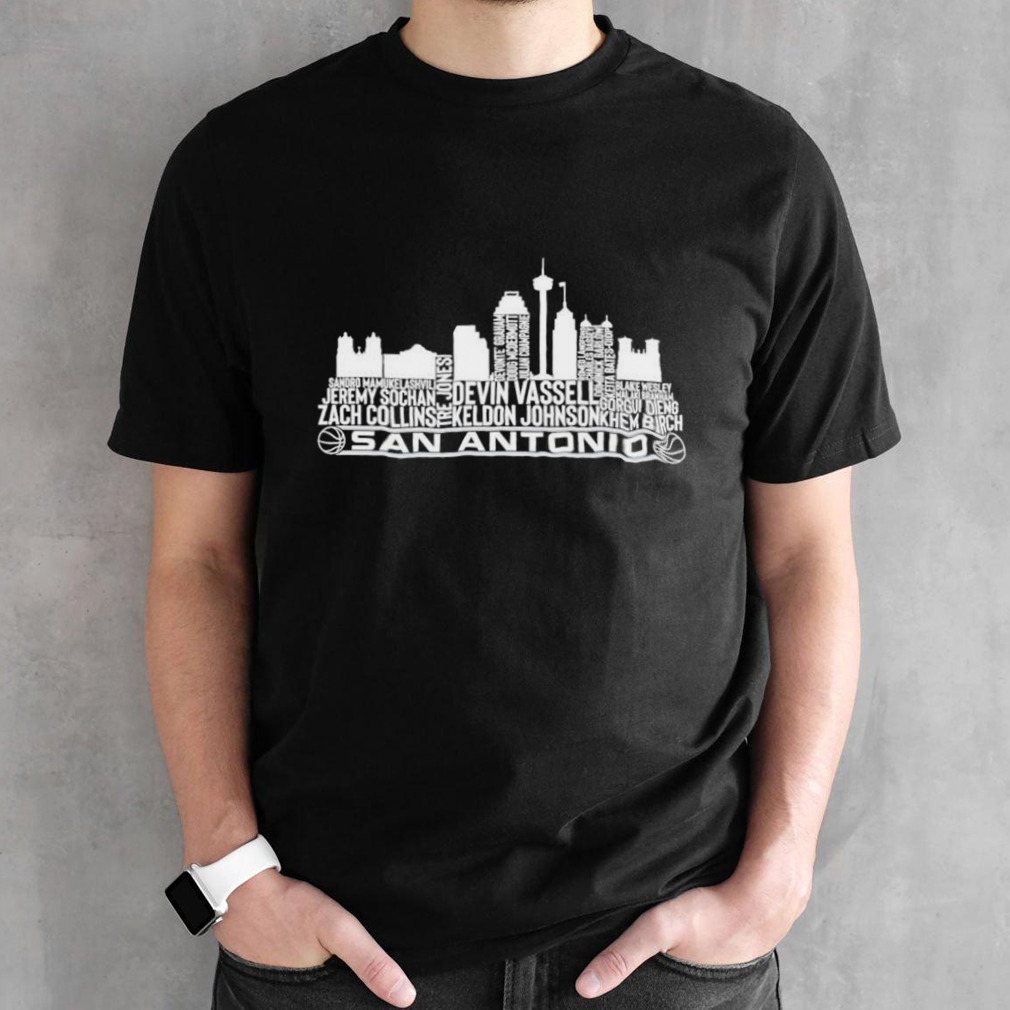 San Antonio Spurs Basketball Team 23 Player Roster San Antonio City Skyline 2024 Shirt