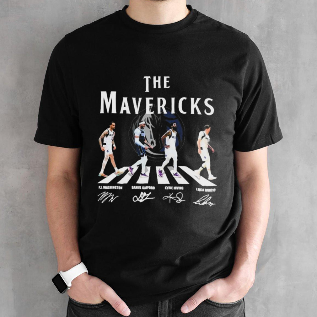 The Mavericks Abbey Road Pj Washington Daniel Gafford Kyrie Irving And Luka Doncic Signatures Shirt