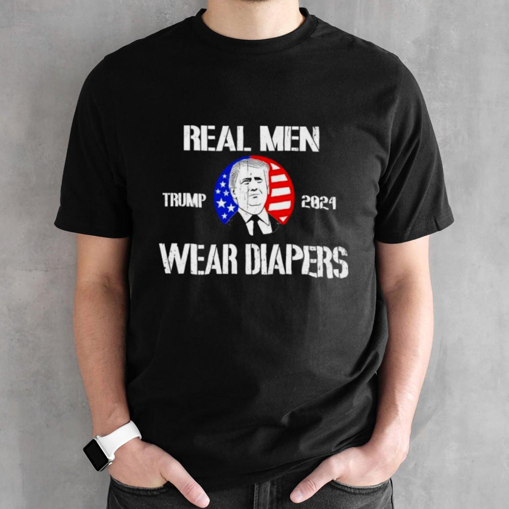 Distressed Retro Vintage Real Men Wear Diapers Trump 2024 T-Shirt