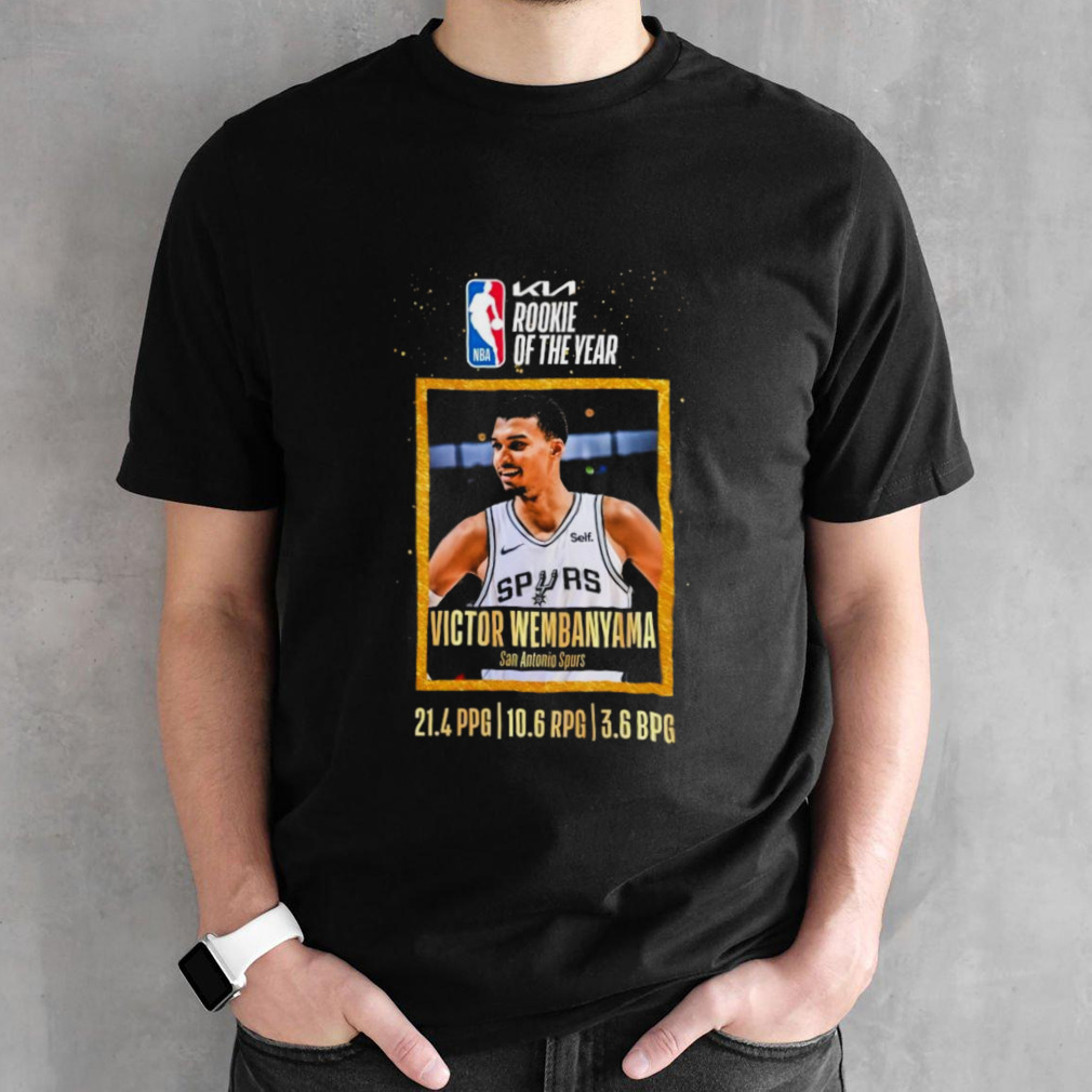 Victor Wembanyama is the recipient of the Wilt Chamberlain Trophy as the 2023-24 Kia NBA Rookie of the Year Shirt