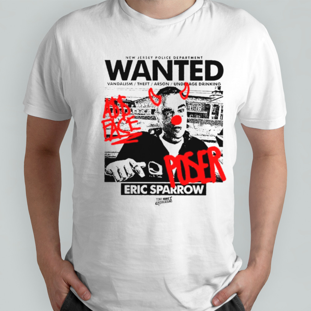 Eric Sparrow new jersey police department wanted vandalism theft arson underage drinking shirt