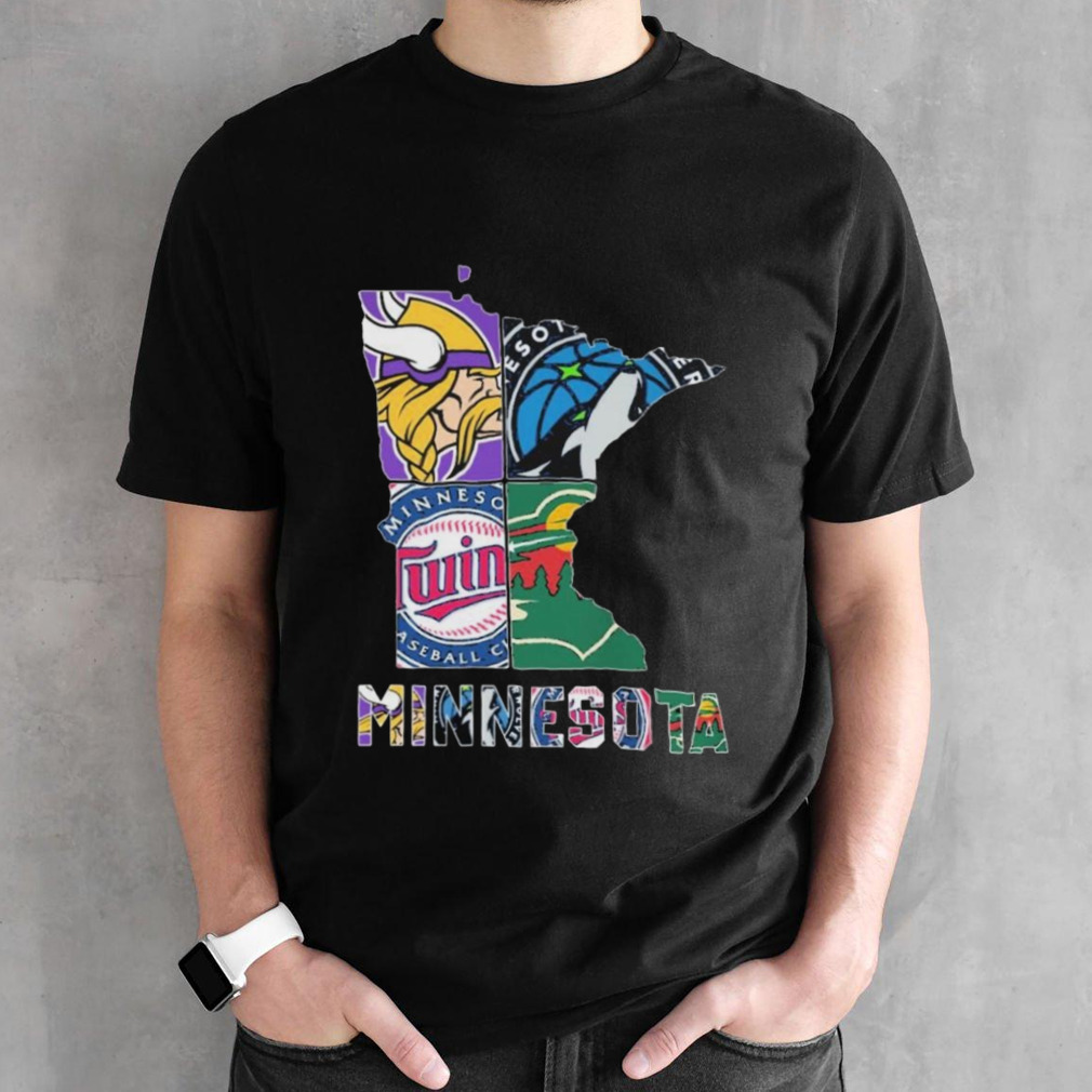 Minnesota Sports Teams State Map Shirt