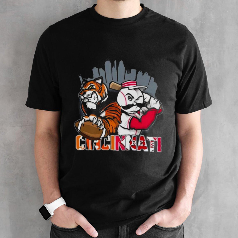 Cincinnati Reds Mr. Redlegs Cincinnati Bengals Who Dey Mascot Skyline Shirt