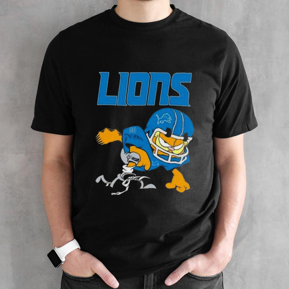 Detroit Lions Garfield Cat Grumpy Football Player 2024 T-shirt