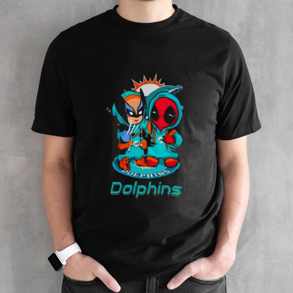 Friends Marvel Deadpool Wolverine Miami Dolphins Shirt