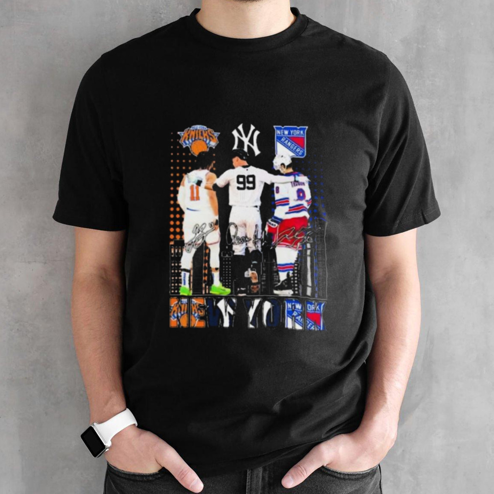 New York Sports Teams Jalen Brunson Aaron Judge And Jacob Trouba Signatures Shirt