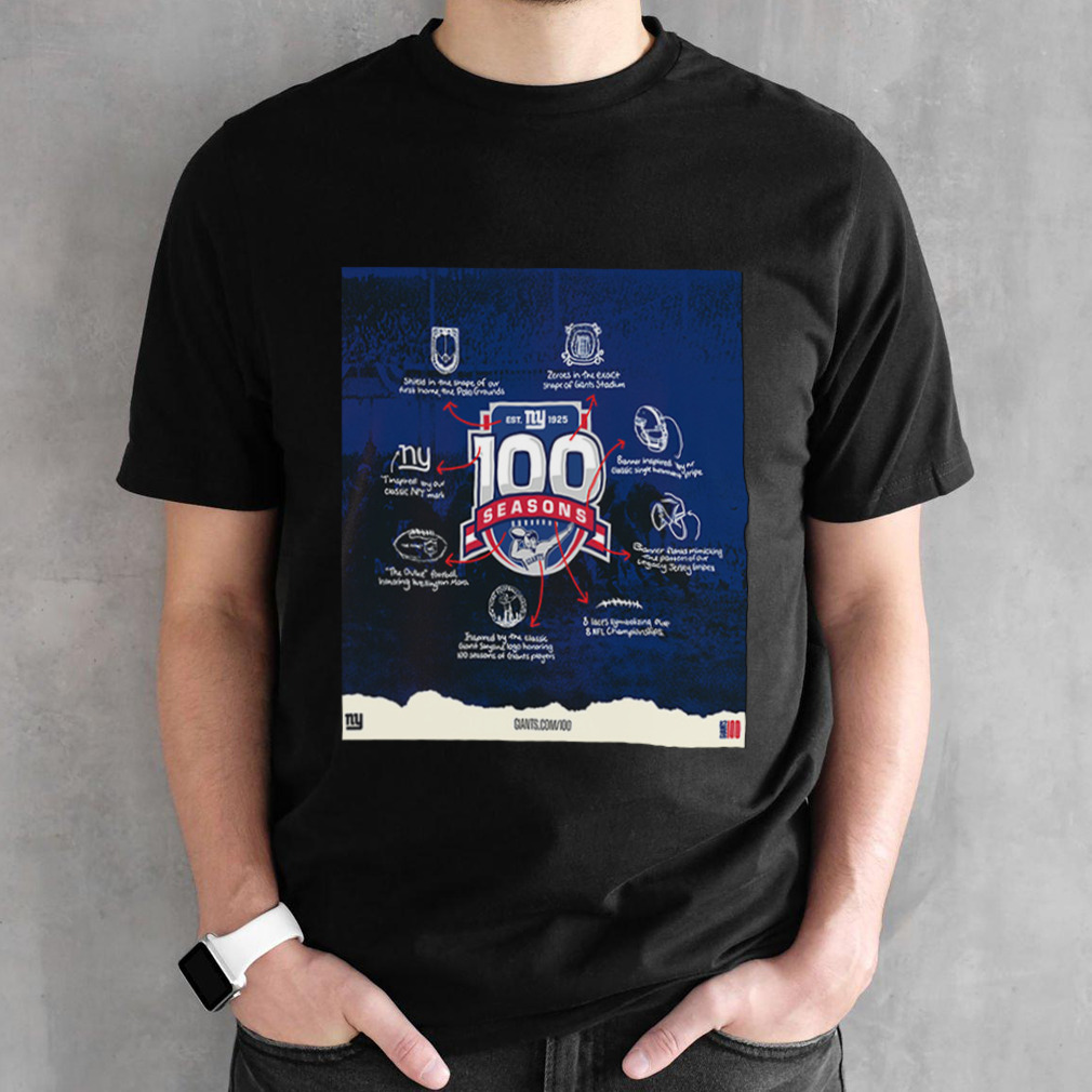 ‪New York Giants Est 1925 100 Seasons Designed For History All Meaning‬ T-Shirt