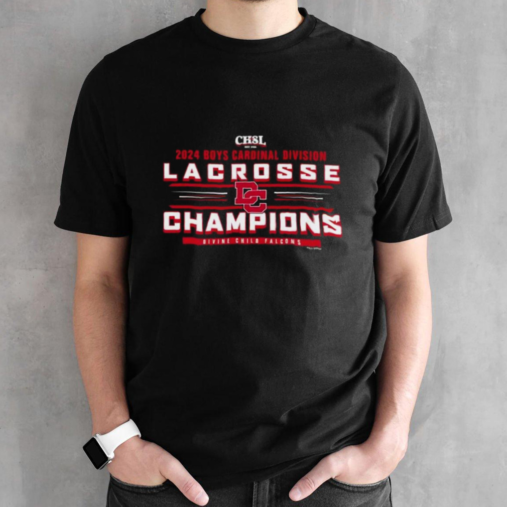 Divine Child Falcons 2024 CHSL Boys Lacrosse Cardinal Division Champions shirt