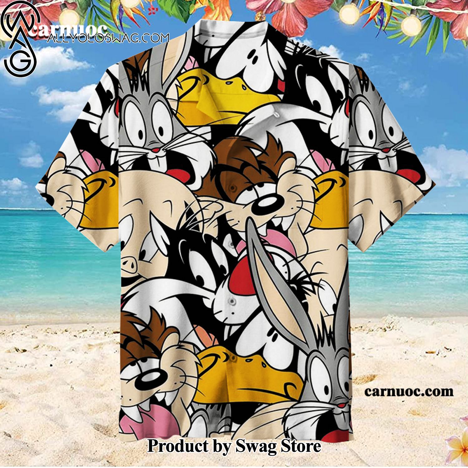 Looney Tunes Collage Soft Fabric Hawaiian Shirt