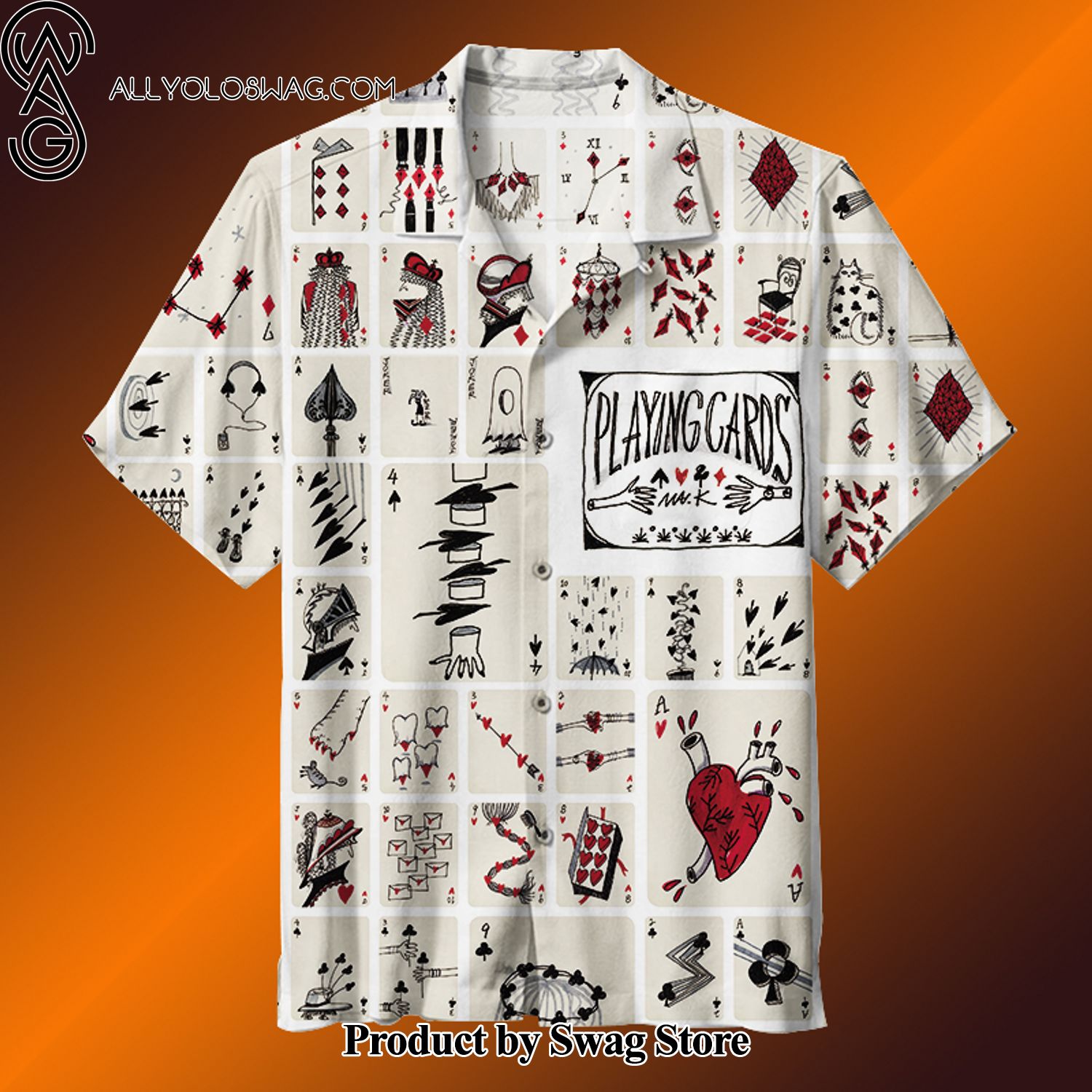 Love Playing cards Pocket Detail Hawaiian Shirt