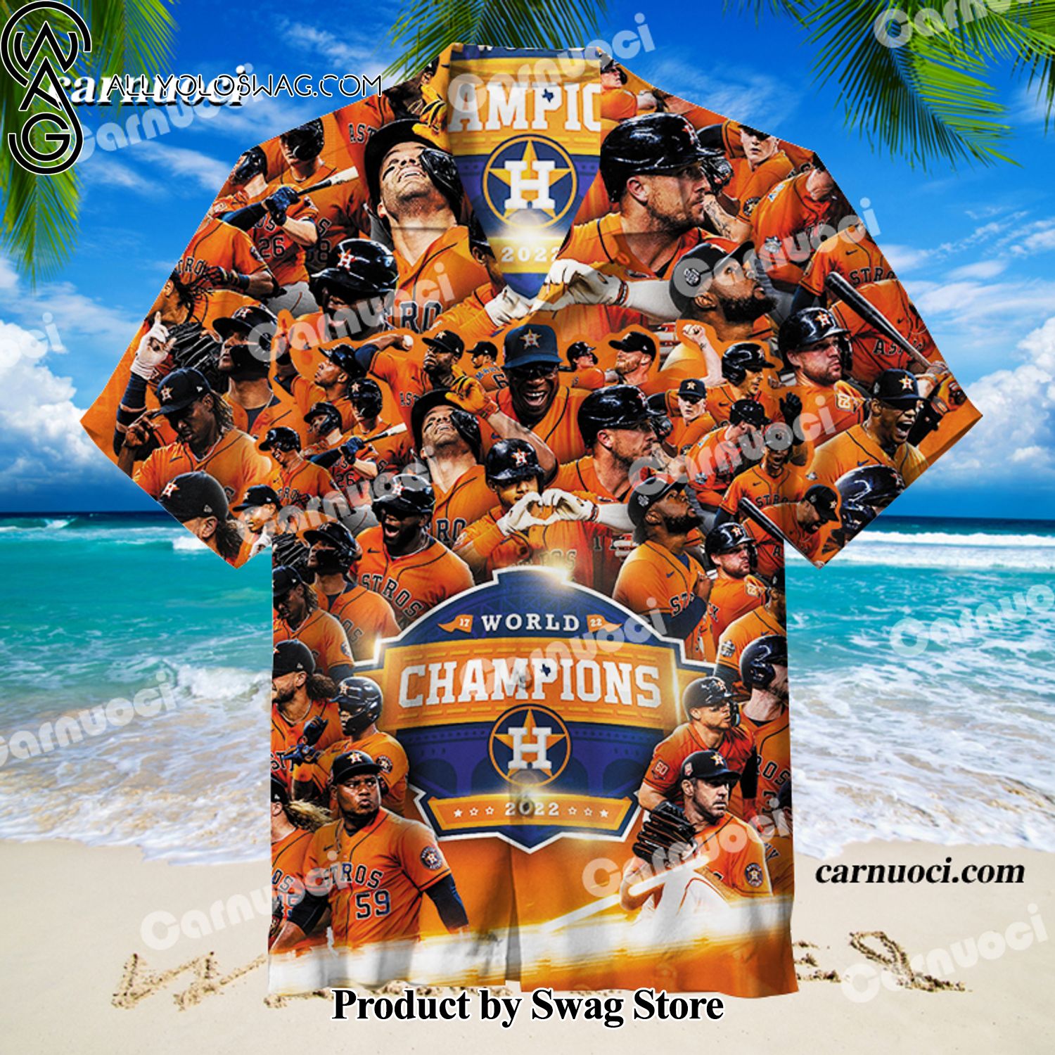 MLB Houston Astros Button-up Hawaiian Shirt