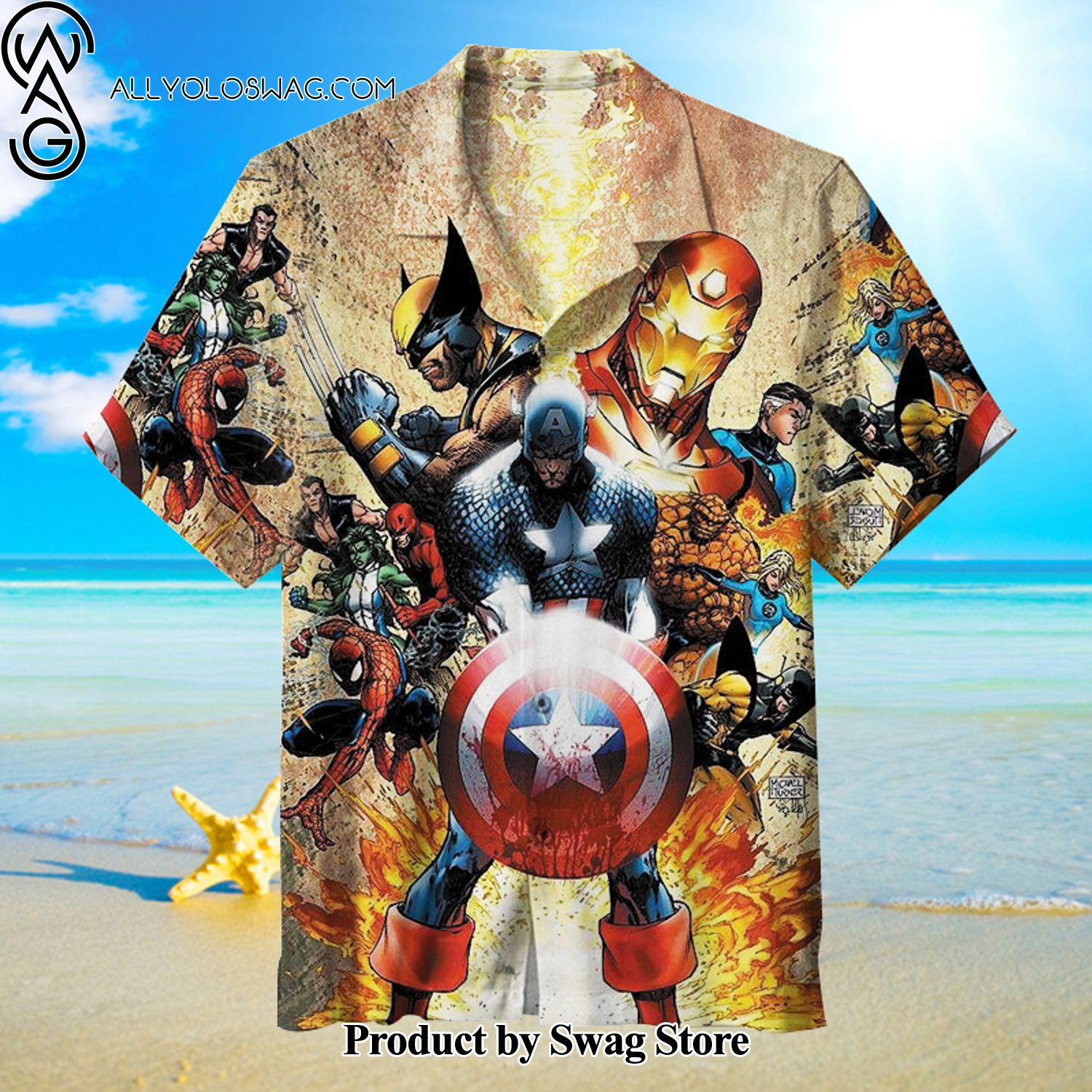 Marvel Superhero Silk Hawaiian Shirt