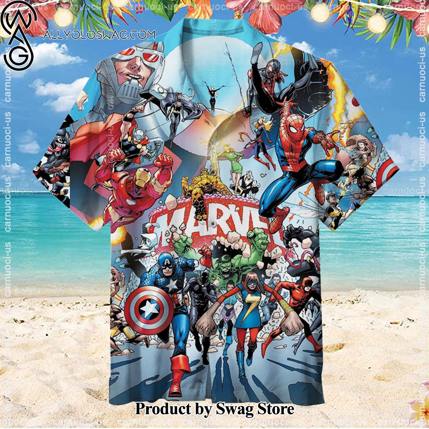 Marvel Superhero Sustainable Hawaiian Shirt