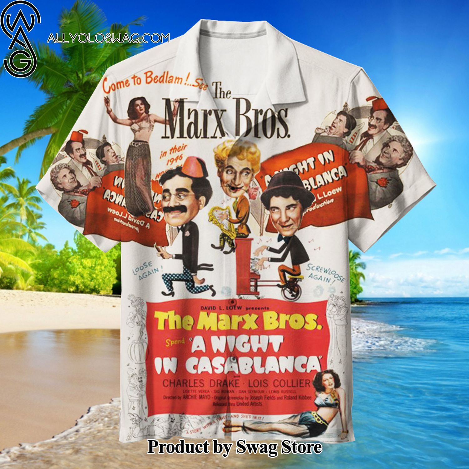 Marx Brothers Abstract Pattern Hawaiian Shirt