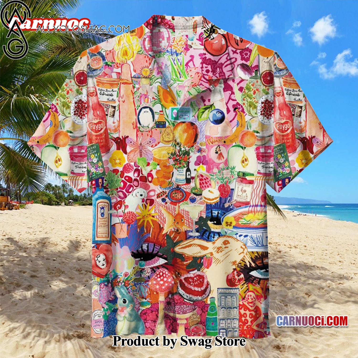 Maximalism Pink Collage Birthday Bash Hawaiian Shirt