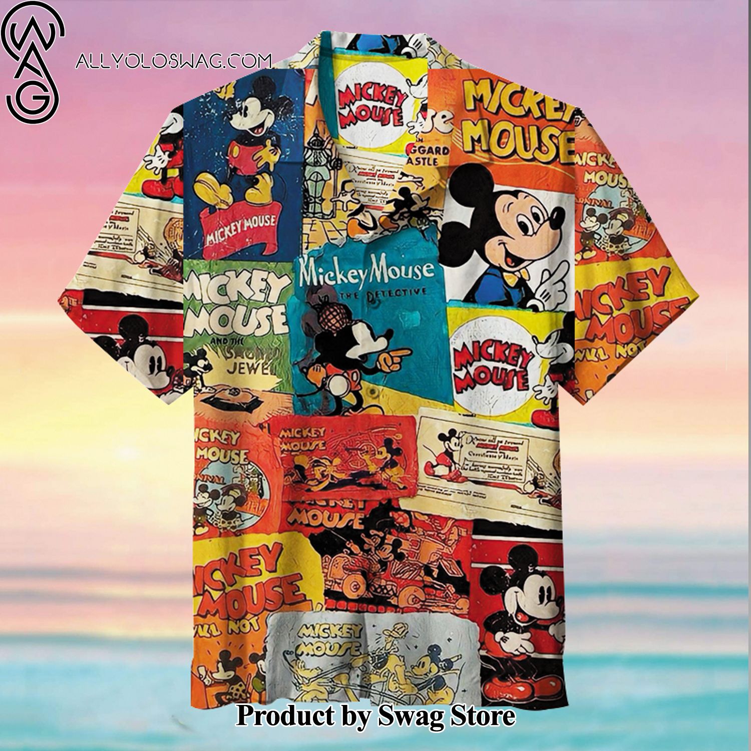 Mickey Mouse Vibrant Print Hawaiian Shirt