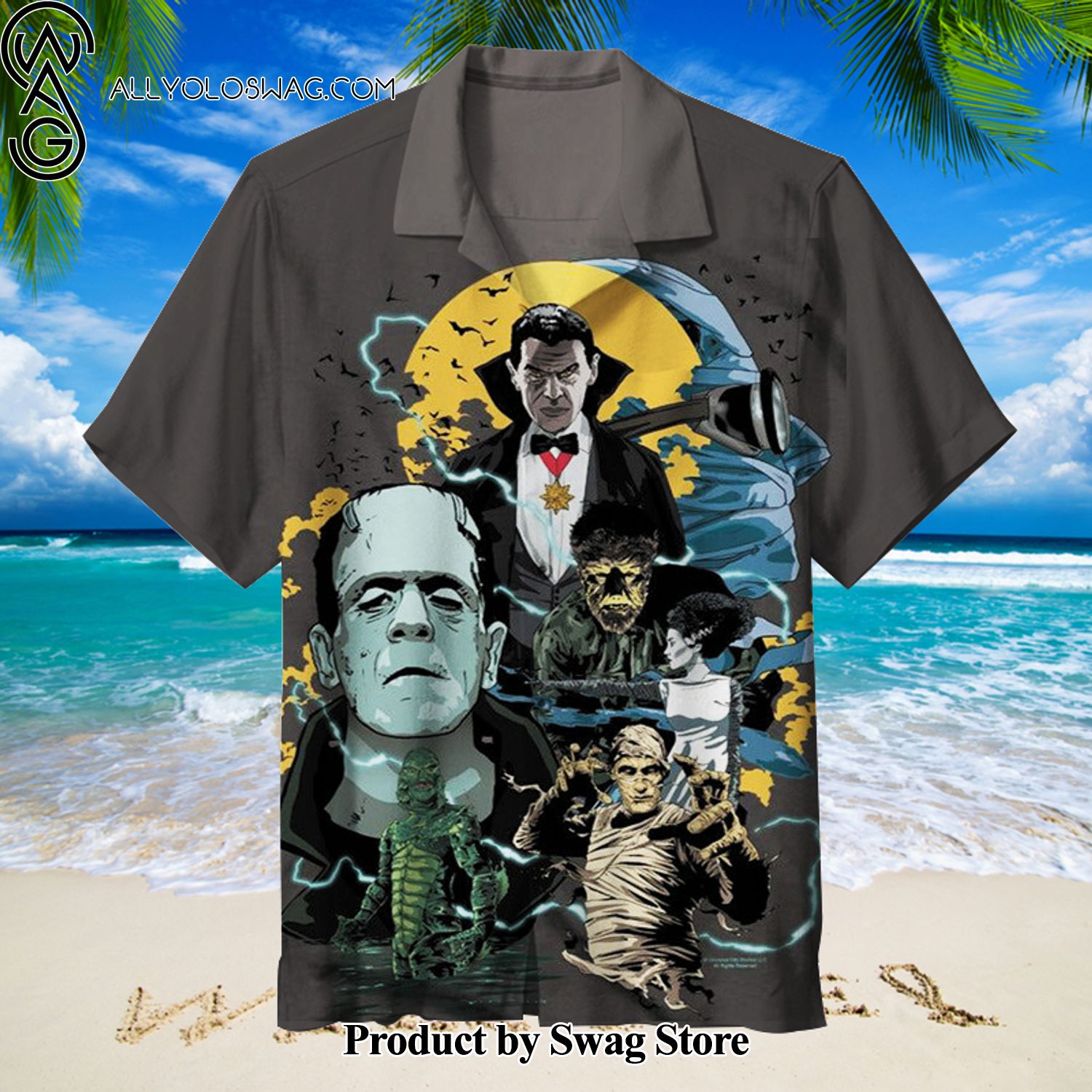 Monster Mash Universal Monsters Neon Hawaiian Shirt